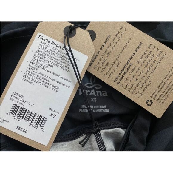 PrAna Electa Short II 10 short 🖤 NWT 🖤 black camo 🖤 XS - Picture 3 of 3